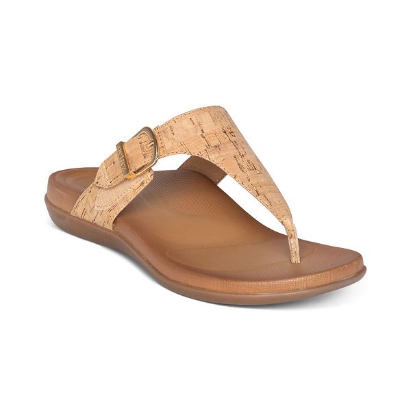 Aetrex Women's Rita Adjustable Flip Flops - Cork | USA XNAEV0B